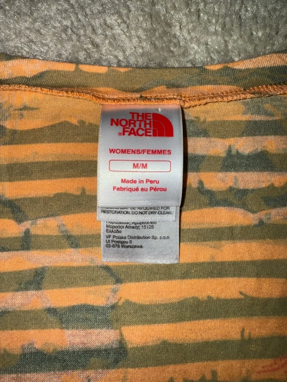 Vintage Y2K The North Face Orange Striped Pink Floral Short-Sleeve Baby Tee - Picture 4 of 5